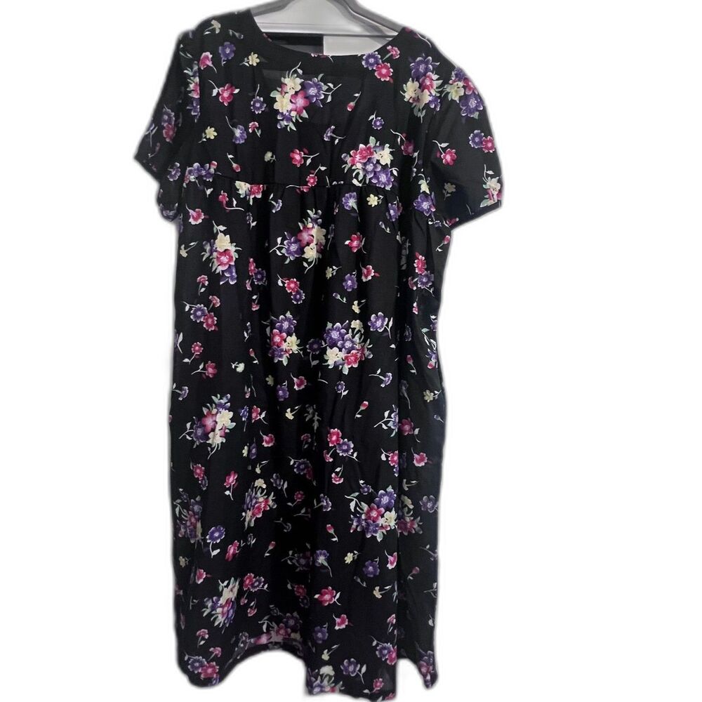 Only Necessities Cotton Blend floral print dress sz 2X pockets comfortable light - Picture 2 of 12